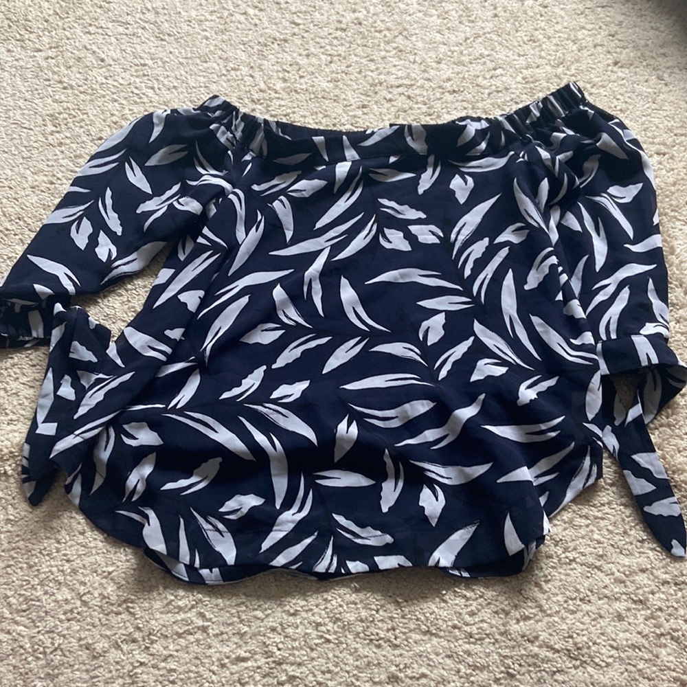 Ann Taylor navy blue off-the shoulder top